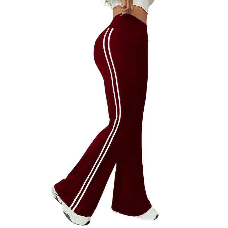 🔥50 % Rabatt | Retro-Hose mit hoher Taille, seitlichen Streifen und ausgestelltem Bein – schlank machendes Design mit seitlichen Streifen ✨👖