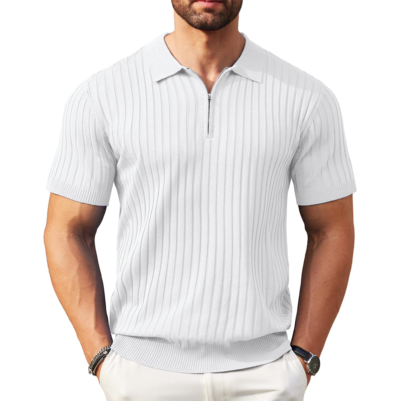 ✨ NUR FÜR BEGRENZTE ZEIT 50% RABATT! 🌬️Das atmungsaktive Strickoberteil – Herren Reißverschluss-Poloshirt mit Rippenstrick | Perfekt für Büro & Freizeit 🏢➡️🌿