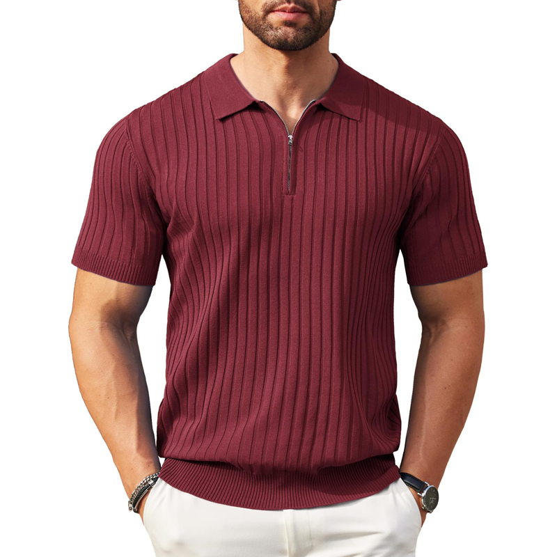✨ NUR FÜR BEGRENZTE ZEIT 50% RABATT! 🌬️Das atmungsaktive Strickoberteil – Herren Reißverschluss-Poloshirt mit Rippenstrick | Perfekt für Büro & Freizeit 🏢➡️🌿
