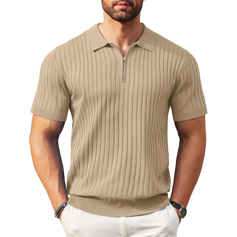 ✨ NUR FÜR BEGRENZTE ZEIT 50% RABATT! 🌬️Das atmungsaktive Strickoberteil – Herren Reißverschluss-Poloshirt mit Rippenstrick | Perfekt für Büro & Freizeit 🏢➡️🌿