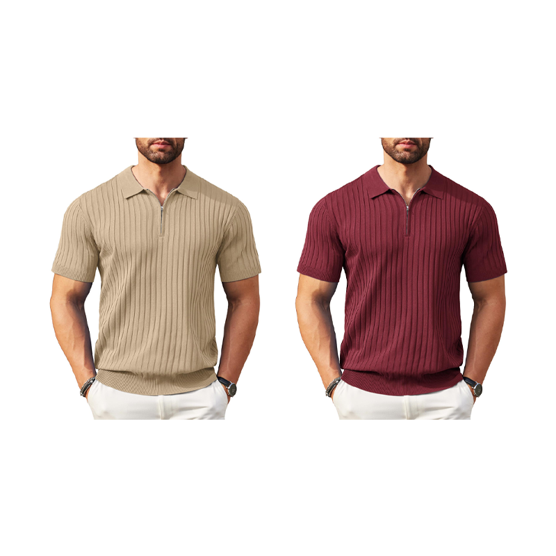 ✨ NUR FÜR BEGRENZTE ZEIT 50% RABATT! 🌬️Das atmungsaktive Strickoberteil – Herren Reißverschluss-Poloshirt mit Rippenstrick | Perfekt für Büro & Freizeit 🏢➡️🌿