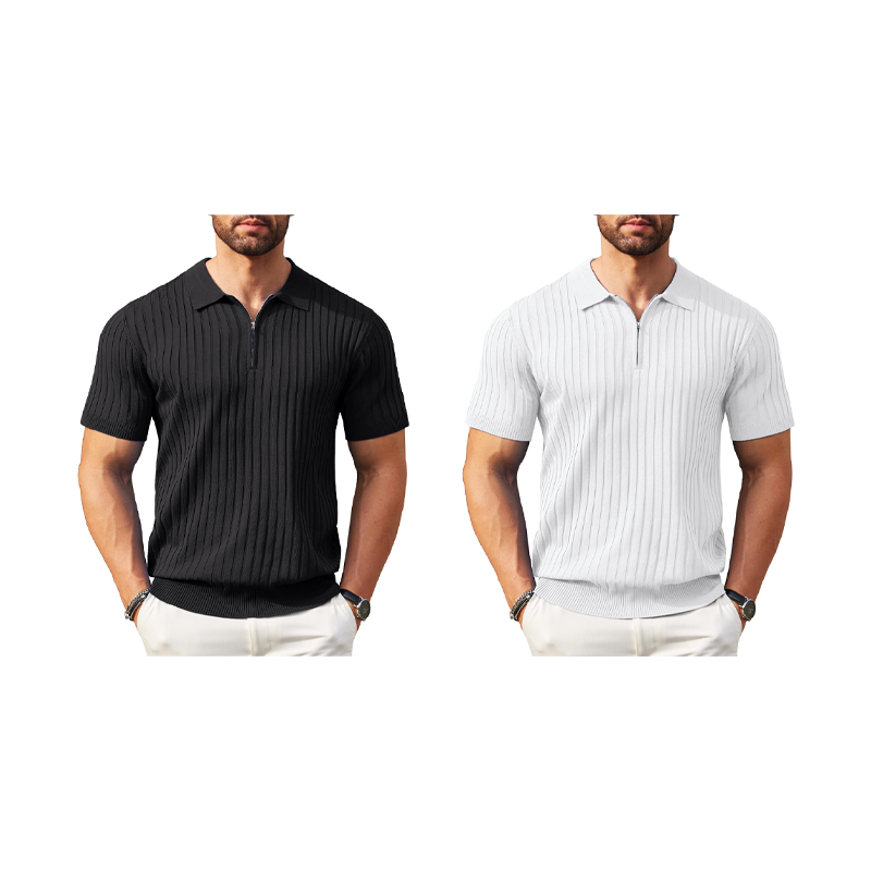 ✨ NUR FÜR BEGRENZTE ZEIT 50% RABATT! 🌬️Das atmungsaktive Strickoberteil – Herren Reißverschluss-Poloshirt mit Rippenstrick | Perfekt für Büro & Freizeit 🏢➡️🌿