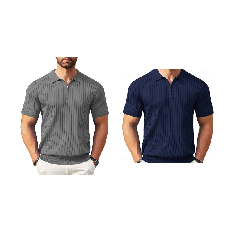 ✨ NUR FÜR BEGRENZTE ZEIT 50% RABATT! 🌬️Das atmungsaktive Strickoberteil – Herren Reißverschluss-Poloshirt mit Rippenstrick | Perfekt für Büro & Freizeit 🏢➡️🌿