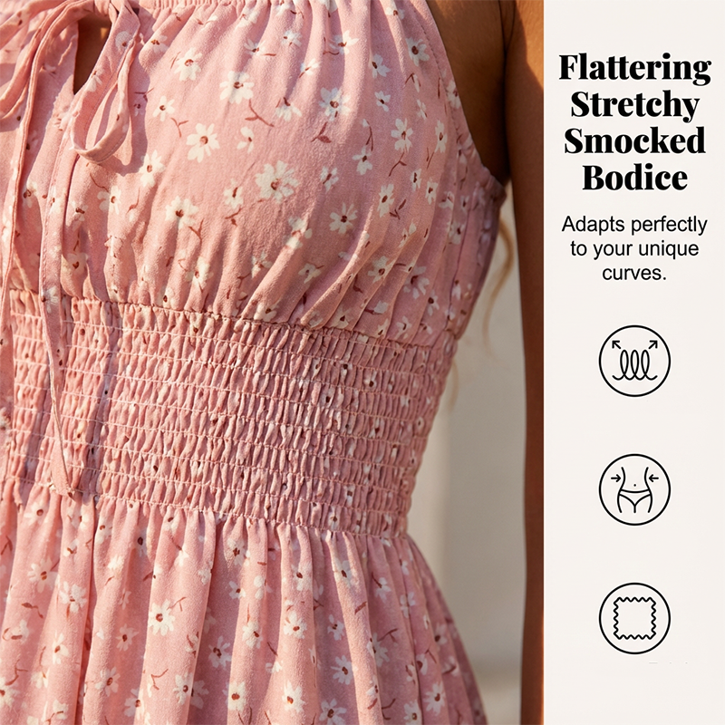 👗 50% RABATT! ✨ Kleid mit geschnürter Vorderseite & Spaghettiträgern – Verspielt & feminin – Perfekt für Sommer, Date oder Strand – luftiger Look mit romantischem Touch 🌸🌿