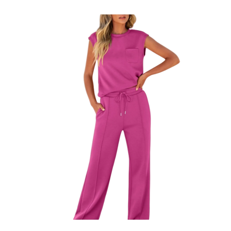 ✨ LIMITED-TIME 50% RABATT!😍Lässiges Damen-Set aus ärmellosem Top und Hose mit Kordelzug, 2-teilig