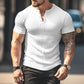 Herren-Henley-T-Shirt mit geripptem Kragen und kurzen Ärmeln