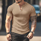 Herren-Henley-T-Shirt mit geripptem Kragen und kurzen Ärmeln