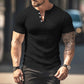 Herren-Henley-T-Shirt mit geripptem Kragen und kurzen Ärmeln