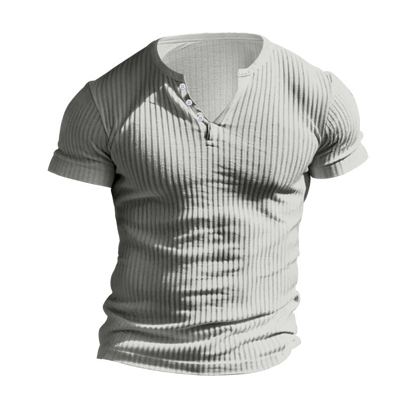 Herren-Henley-T-Shirt mit geripptem Kragen und kurzen Ärmeln