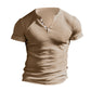 Herren-Henley-T-Shirt mit geripptem Kragen und kurzen Ärmeln