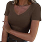 Schmal geschnittenes Basic-T-Shirt mit V-Ausschnitt für Damen