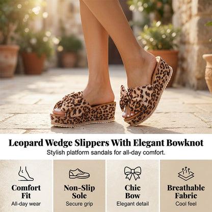 🐆👡 Damen-Plateausandalen mit Leopardenmuster und Schleife