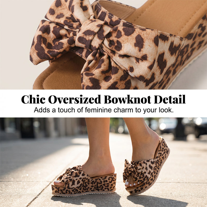 🐆👡 Damen-Plateausandalen mit Leopardenmuster und Schleife