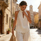 👚 50% RABATT! 🔥 Zweiteiliges Damen-Set mit Neckholder-Ausschnitt – Fließender Stoff, Leichte Passform & Perfekt Für Einen Eleganter Sommerlook 💃