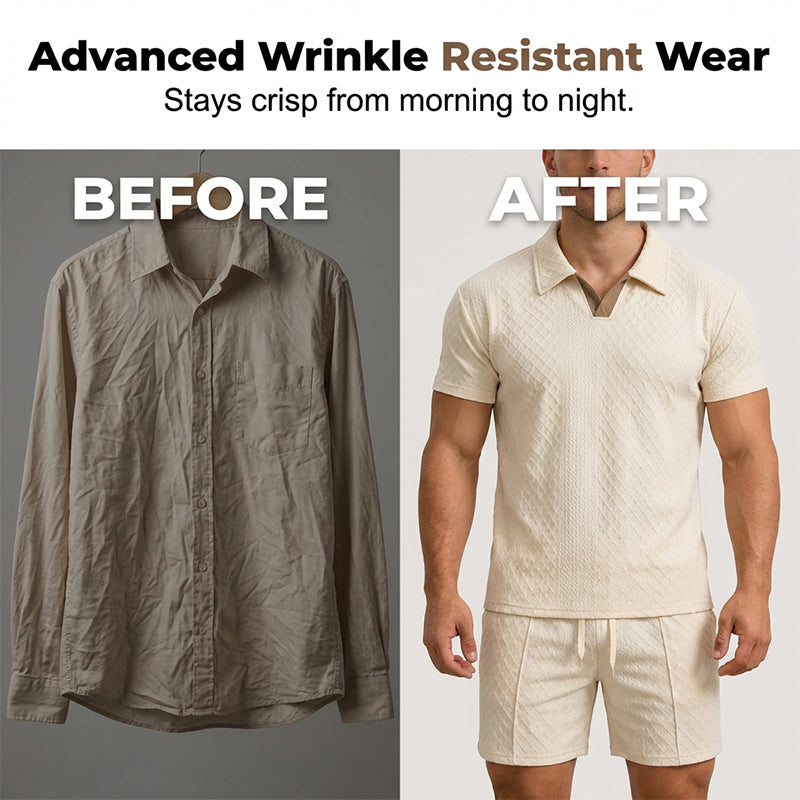📢Neuheiten & Sonderangebote – Jacquard-Set aus T-Shirt und Shorts für Herren