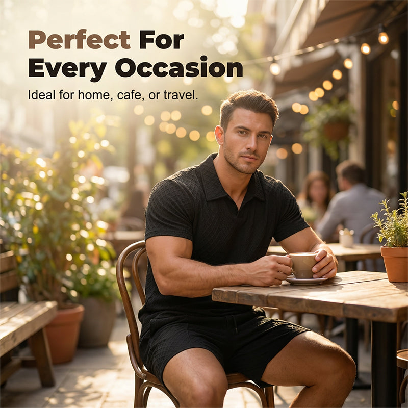 📢Neuheiten & Sonderangebote – Jacquard-Set aus T-Shirt und Shorts für Herren