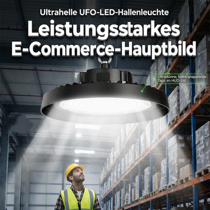 💡Letzter Tag: 50 % Rabatt!🏭16000 Lumen UFO LED Hallenleuchte – Hochleistungs‑Hallenstrahler für Lagerhallen, Werkstätten und Industriebeleuchtung