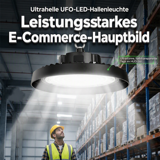 💡Letzter Tag: 50 % Rabatt!🏭16000 Lumen UFO LED Hallenleuchte – Hochleistungs‑Hallenstrahler für Lagerhallen, Werkstätten und Industriebeleuchtung