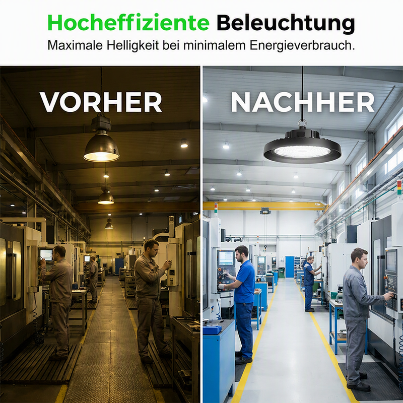 💡Letzter Tag: 50 % Rabatt!🏭16000 Lumen UFO LED Hallenleuchte – Hochleistungs‑Hallenstrahler für Lagerhallen, Werkstätten und Industriebeleuchtung