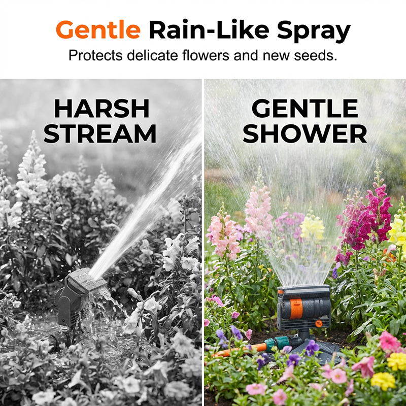 🔥50% Rabatt！❄️Großer oszillierender Gartenregner – einstellbare Sprühweite, hohe Reichweite, integrierter Filter – perfekt für Rasen & Beete (Flachboden/Erdspieß)🌿