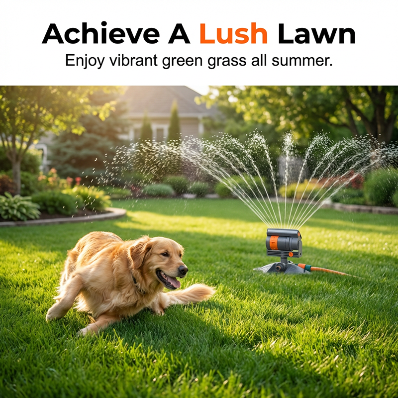 🔥50% Rabatt！❄️Großer oszillierender Gartenregner – einstellbare Sprühweite, hohe Reichweite, integrierter Filter – perfekt für Rasen & Beete (Flachboden/Erdspieß)🌿
