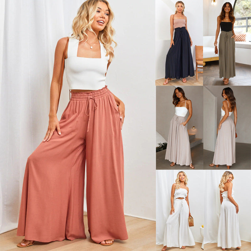 Einfarbige Hochbundhose für Damen