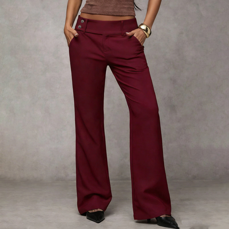 🔥50 % Rabatt | Damen-Hose mit hohem Bund und weitem Bein 👖 verlängert optisch die Beine, fällt schön, ist knitterarm, vielseitig kombinierbar und in Unifarben erhältlich – geeignet für Beruf und Freizeit 💼