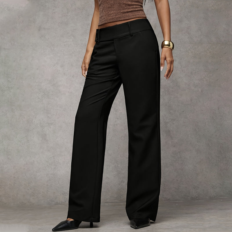 🔥50 % Rabatt | Damen-Hose mit hohem Bund und weitem Bein 👖 verlängert optisch die Beine, fällt schön, ist knitterarm, vielseitig kombinierbar und in Unifarben erhältlich – geeignet für Beruf und Freizeit 💼