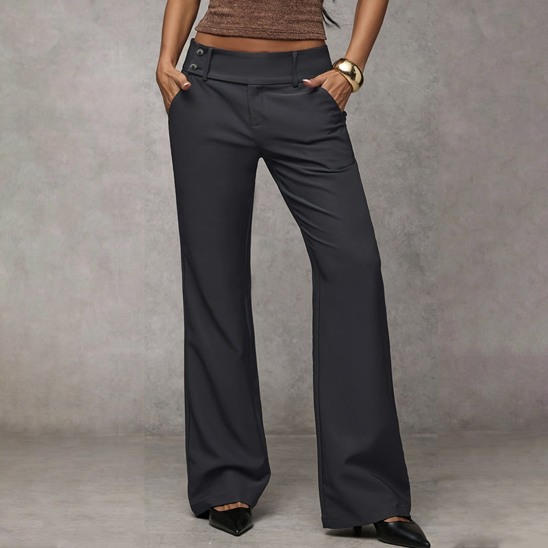 🔥50 % Rabatt | Damen-Hose mit hohem Bund und weitem Bein 👖 verlängert optisch die Beine, fällt schön, ist knitterarm, vielseitig kombinierbar und in Unifarben erhältlich – geeignet für Beruf und Freizeit 💼