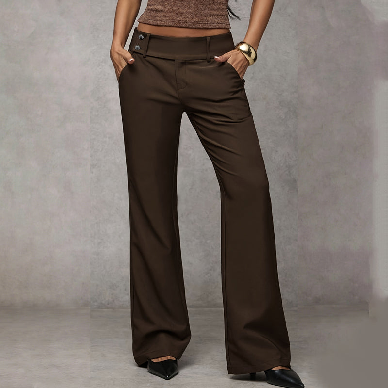 🔥50 % Rabatt | Damen-Hose mit hohem Bund und weitem Bein 👖 verlängert optisch die Beine, fällt schön, ist knitterarm, vielseitig kombinierbar und in Unifarben erhältlich – geeignet für Beruf und Freizeit 💼