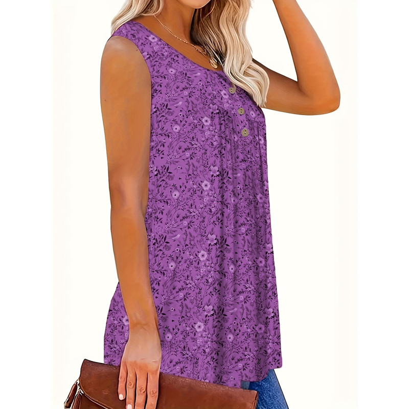 👚 50% RABATT! ☀️ Ärmelloses Damen-Top – Mit Print, Knopfleiste & Leichtem Stoff, Perfekt Für Heiße Tage Und Einen Frischen Look ✨
