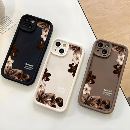 🔥Solange der Vorrat reicht 50 % Rabatt!🎉Silikon-Handyhülle im Vintage-Stil mit Orchideen- und Kreuzmotiv sowie Bibelvers