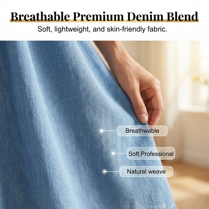 ⭐ 50% Rabatt! ⭐ Blaues Denim-Minikleid – Kragen, Spitzenärmel, Seitentaschen. Lässig trifft elegant! 💃