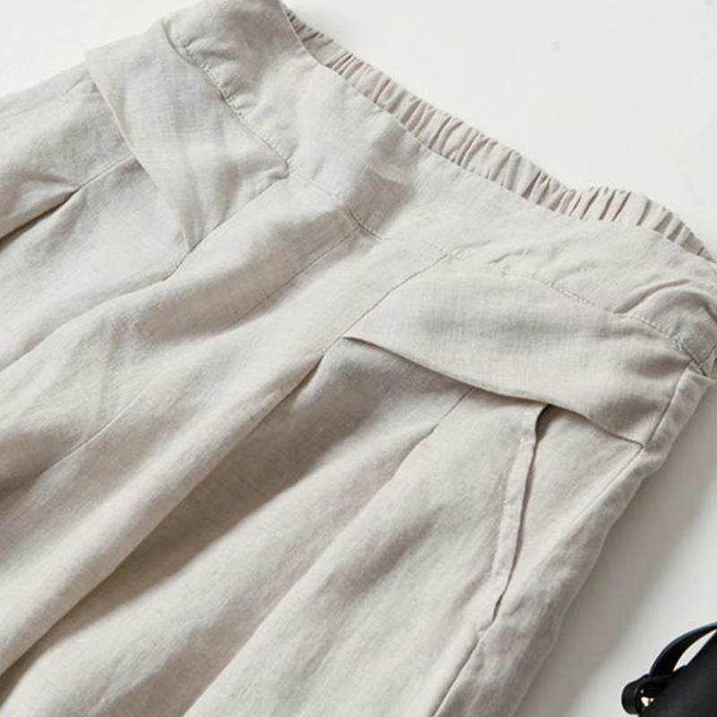 ✨ LIMITED-TIME 50% RABATT! | Damen Weite Hose aus Baumwoll-Leinen | Elastischer Bund mit Taschen