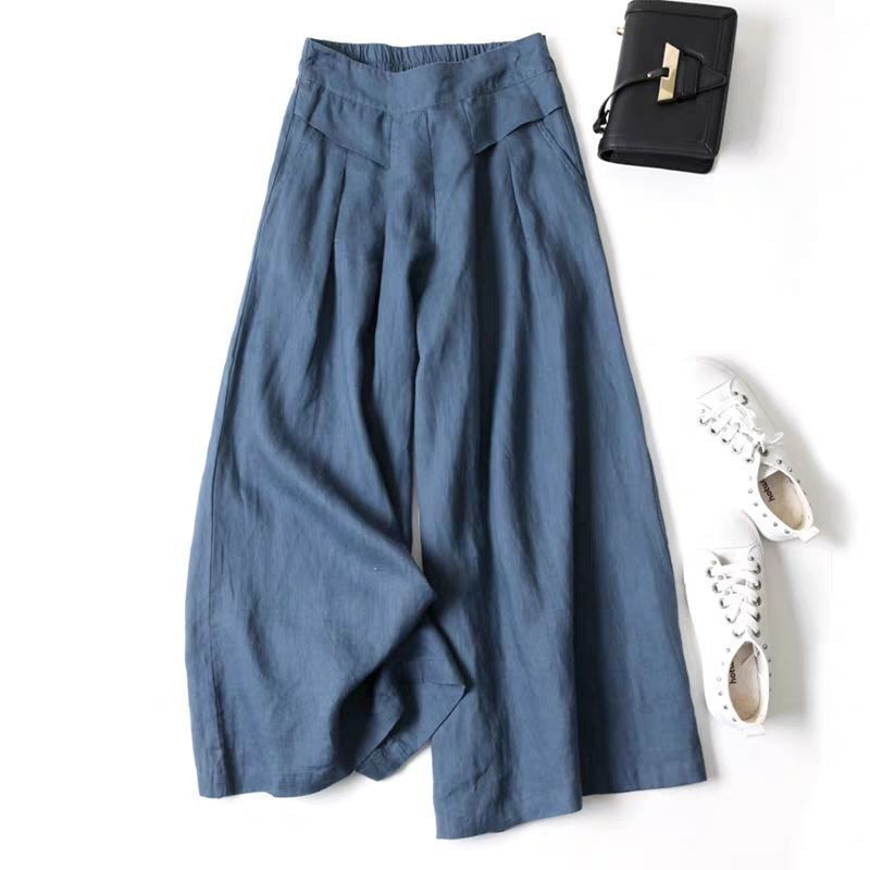 ✨ LIMITED-TIME 50% RABATT! | Damen Weite Hose aus Baumwoll-Leinen | Elastischer Bund mit Taschen