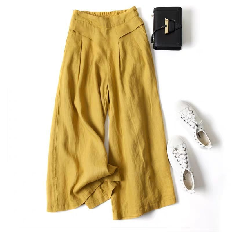 ✨ LIMITED-TIME 50% RABATT! | Damen Weite Hose aus Baumwoll-Leinen | Elastischer Bund mit Taschen