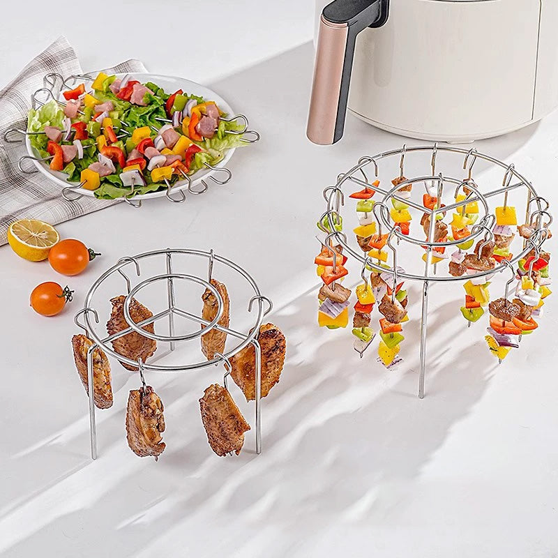 🥩Vertikaler Kebab-Grill für die Heißluftfritteuse + kostenlose hitzebeständige Handschuhe 🍤Kostenlose Handschuhe zum Schutz vor Verb