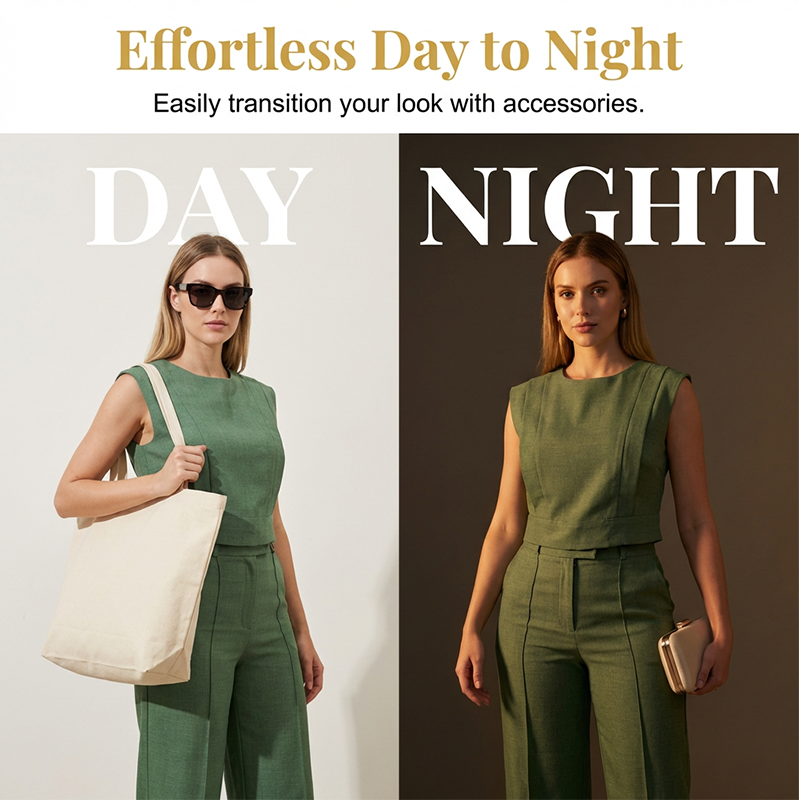 👕 50% RABATT! ✨ Set aus schickem ärmellosem Crop-Top & Hose mit hoher Taille – Figurbetont, feminin & perfekt für Sommer-Events 🌞
