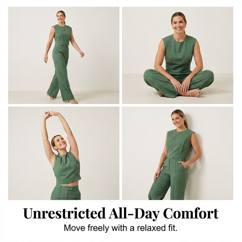 👕 50% RABATT! ✨ Set aus schickem ärmellosem Crop-Top & Hose mit hoher Taille – Figurbetont, feminin & perfekt für Sommer-Events 🌞