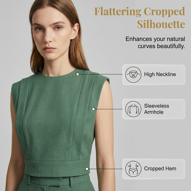 👕 50% RABATT! ✨ Set aus schickem ärmellosem Crop-Top & Hose mit hoher Taille – Figurbetont, feminin & perfekt für Sommer-Events 🌞