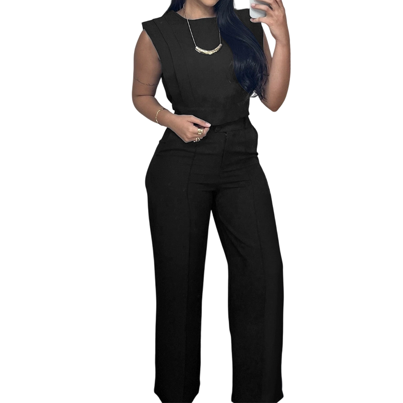 👕 50% RABATT! ✨ Set aus schickem ärmellosem Crop-Top & Hose mit hoher Taille – Figurbetont, feminin & perfekt für Sommer-Events 🌞