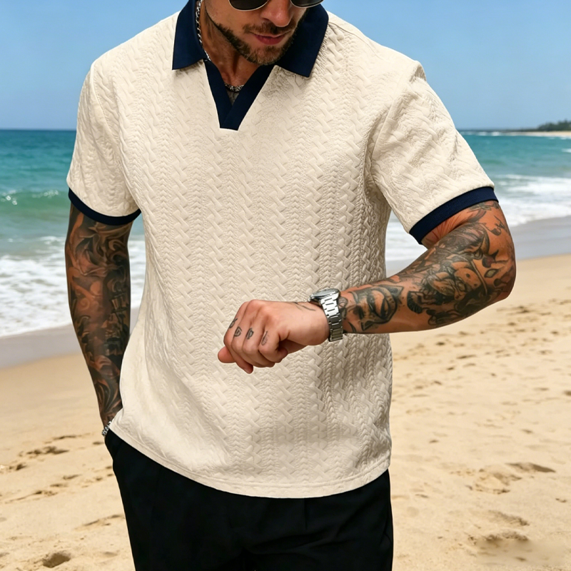 👕🌿 50% RABATT! Herren Freizeit-Oberteil mit Strukturmuster – Kurzarm, bequem & atmungsaktiv für Alltag & Sommer ✨