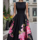 🎁Neuwaren 50% Rabatt💥Elegantes, ärmelloses Midikleid in A-Linie mit Blumenmuster