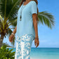 Damen 2-teiliges Set aus asymmetrischer Bluse und Caprihose