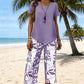 Damen 2-teiliges Set aus asymmetrischer Bluse und Caprihose