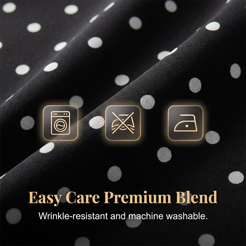 Langes Damenkleid mit V-Ausschnitt und Polka-Dots