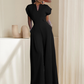 ✨ LIMITED-TIME 50% RABATT! Damen V-Ausschnitt Weites Bein Jumpsuit mit Knopfdetail – Büro bis Abend