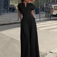 ✨ LIMITED-TIME 50% RABATT! Damen V-Ausschnitt Weites Bein Jumpsuit mit Knopfdetail – Büro bis Abend