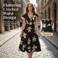 👗 50% RABATT! 🌺 Damen Freizeitkleid mit Print, V-Ausschnitt & Rüschen – Leichter Stoff & romantischer Stil – Perfekt für warme Tage, Strand oder einen feminine Look im Alltag ☀️✨