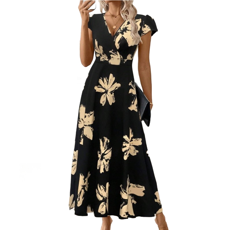 👗 50% RABATT! 🌺 Damen Freizeitkleid mit Print, V-Ausschnitt & Rüschen – Leichter Stoff & romantischer Stil – Perfekt für warme Tage, Strand oder einen feminine Look im Alltag ☀️✨